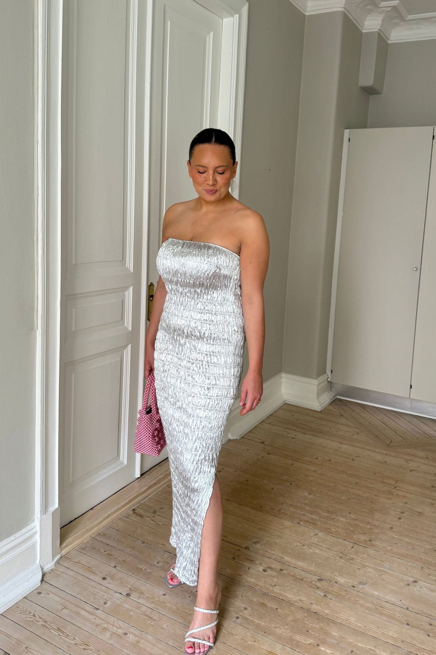 Rabens Saloner Metallic Dress
