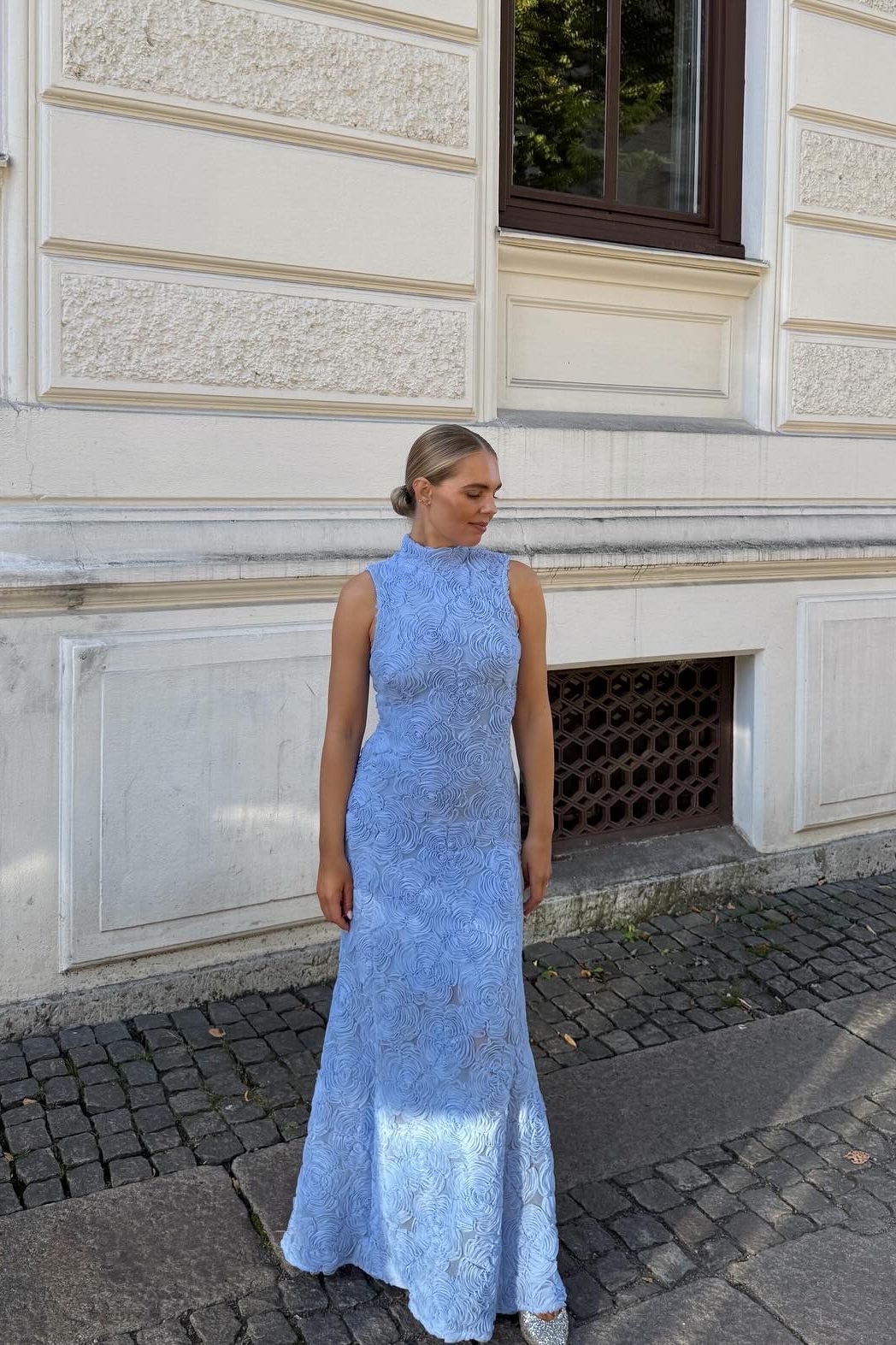 Rotate Flower Mesh Maxi Dress