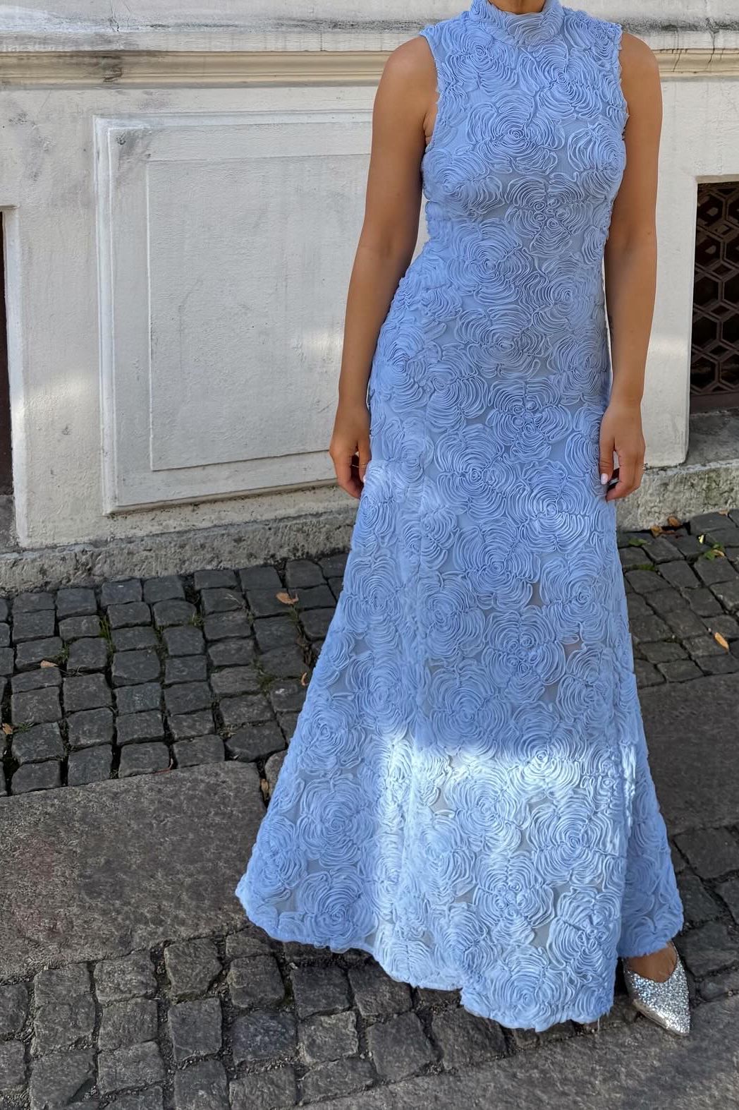 Rotate Flower Mesh Maxi Dress