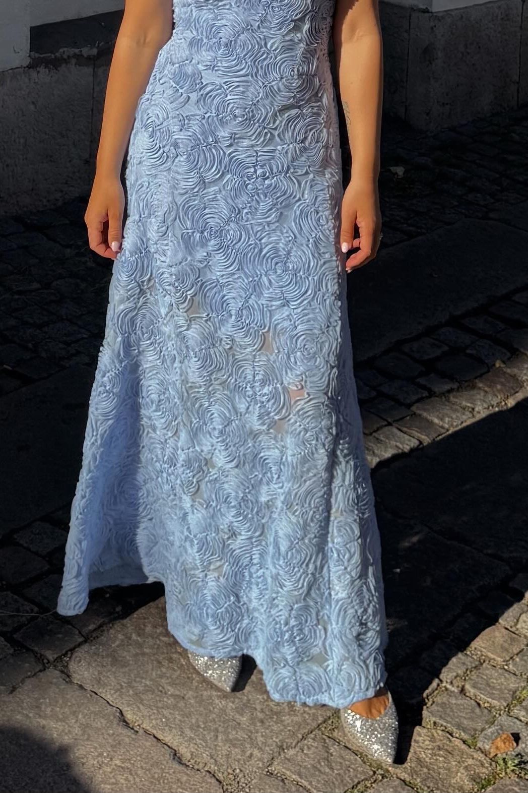 Rotate Flower Mesh Maxi Dress
