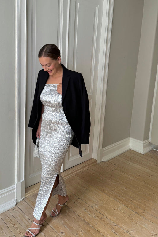 Rabens Saloner Metallic Dress