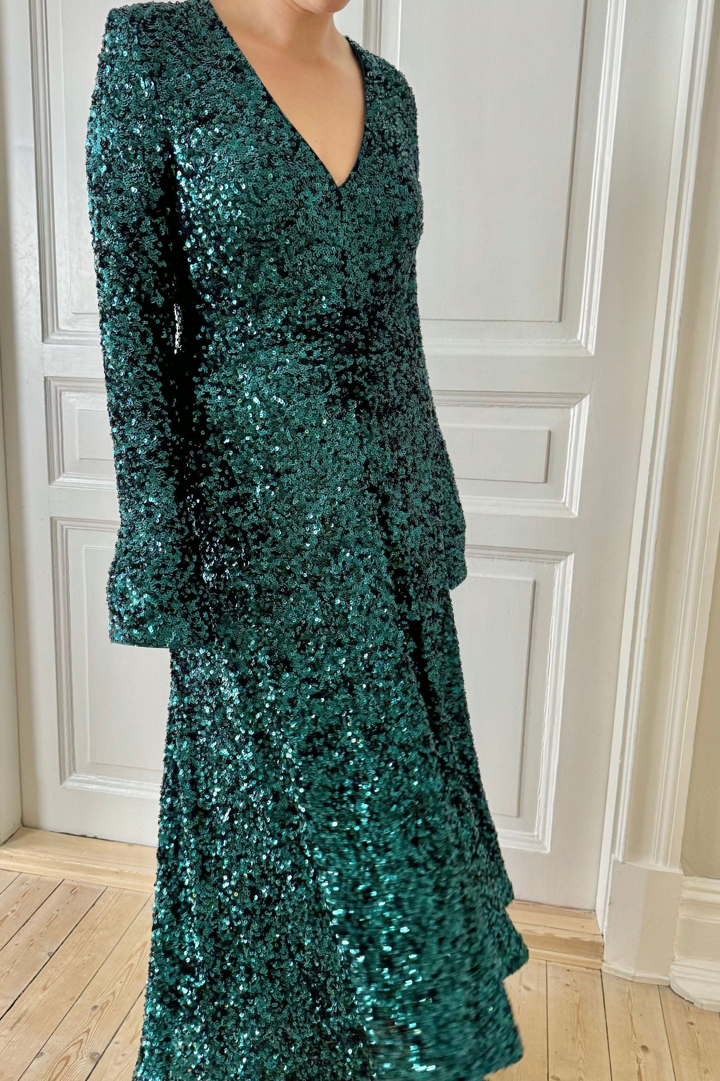 The Emerald Sequin Rotate Dress