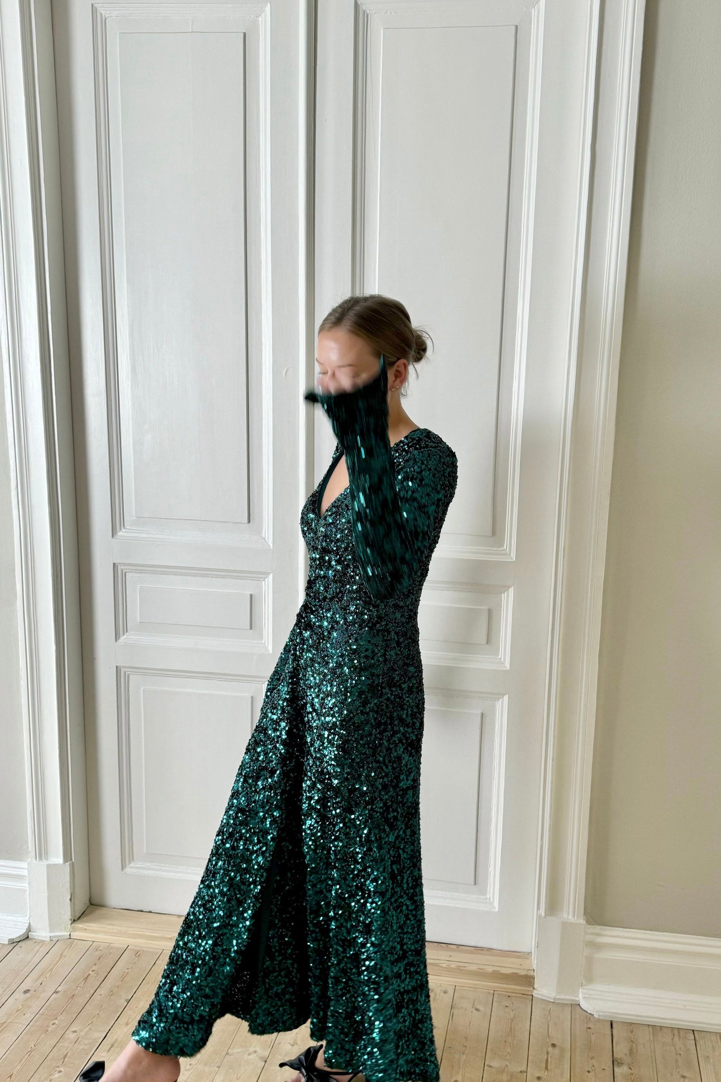 The Emerald Sequin Rotate Dress