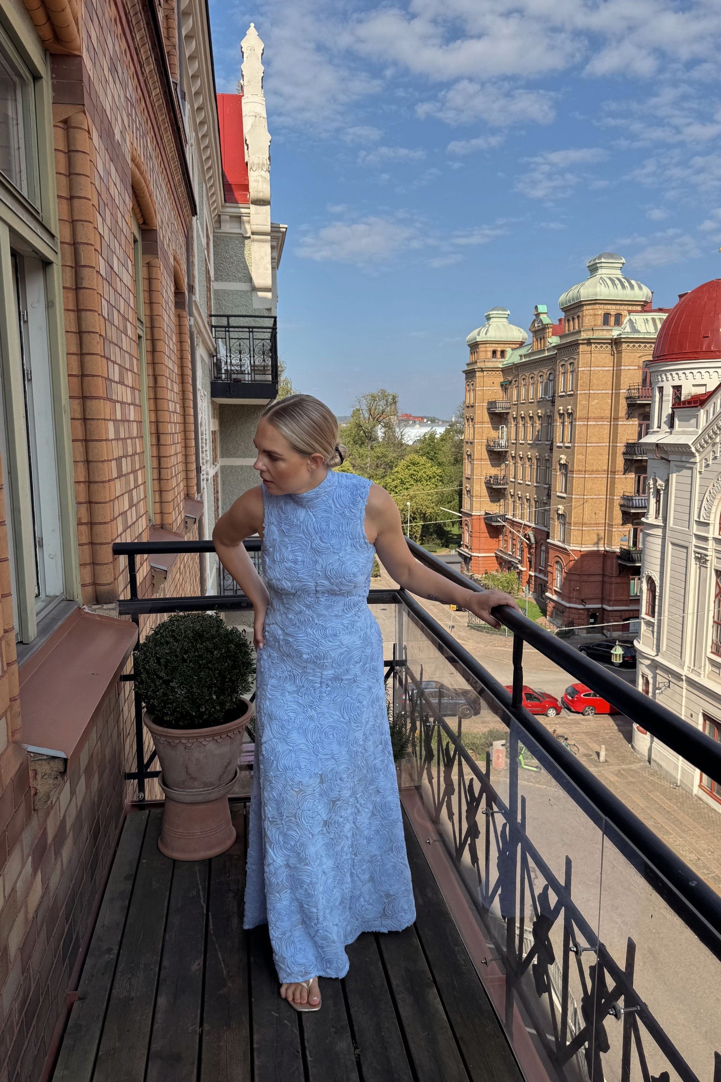 Rotate Flower Mesh Maxi Dress