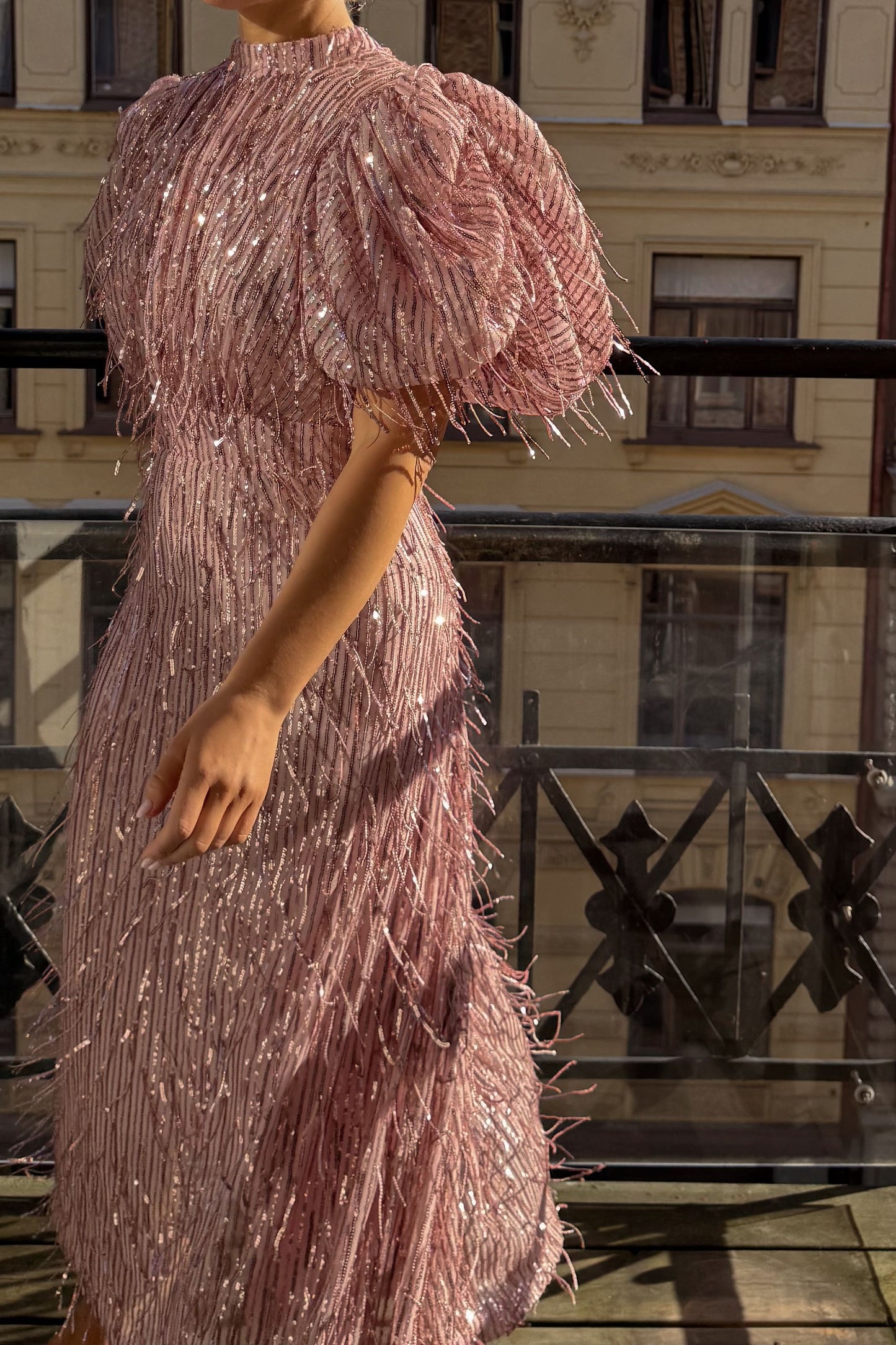Rotate Pink Fringe Dress