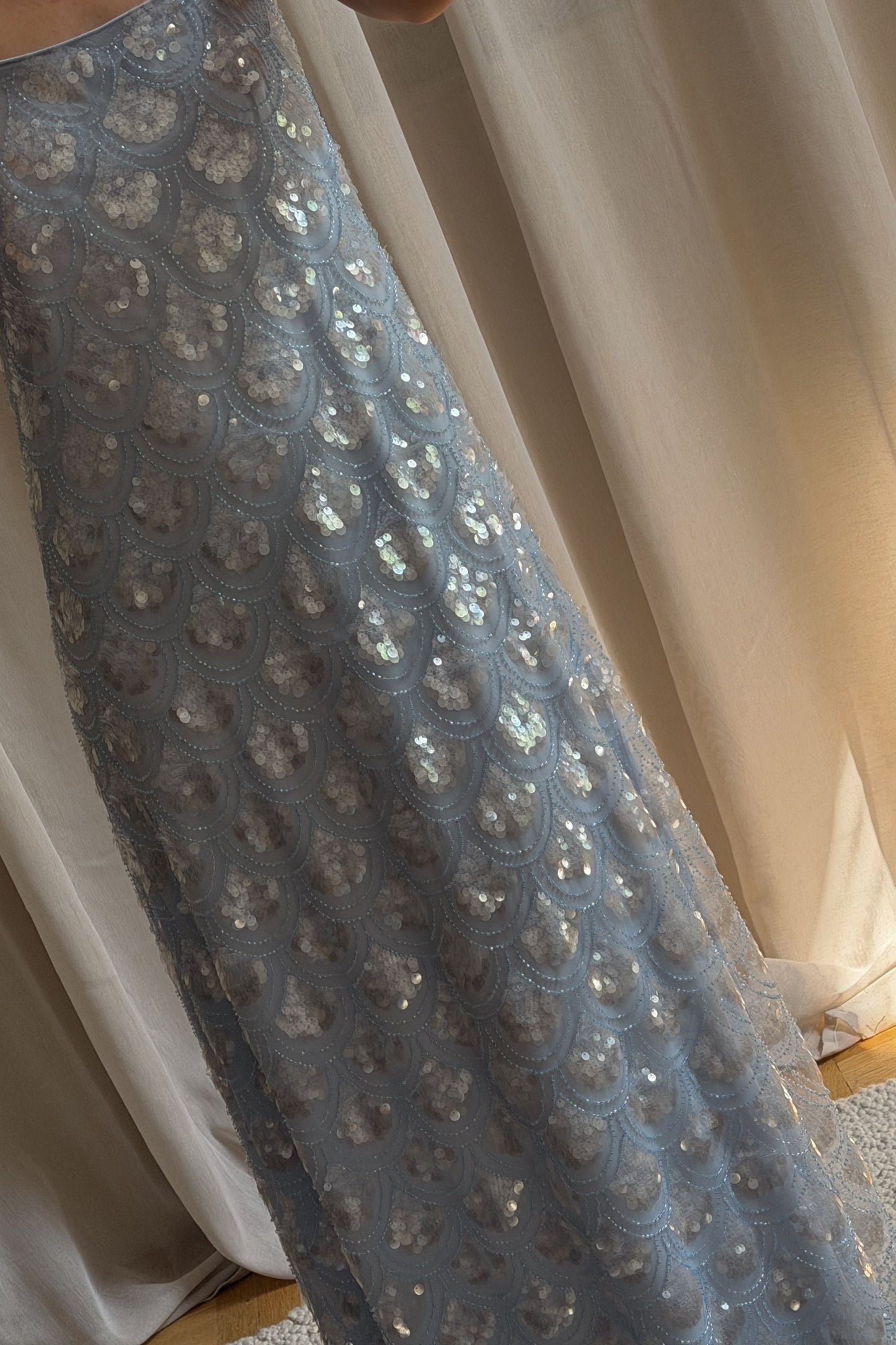 Rotate Scalloped Embellished Maxi Dress