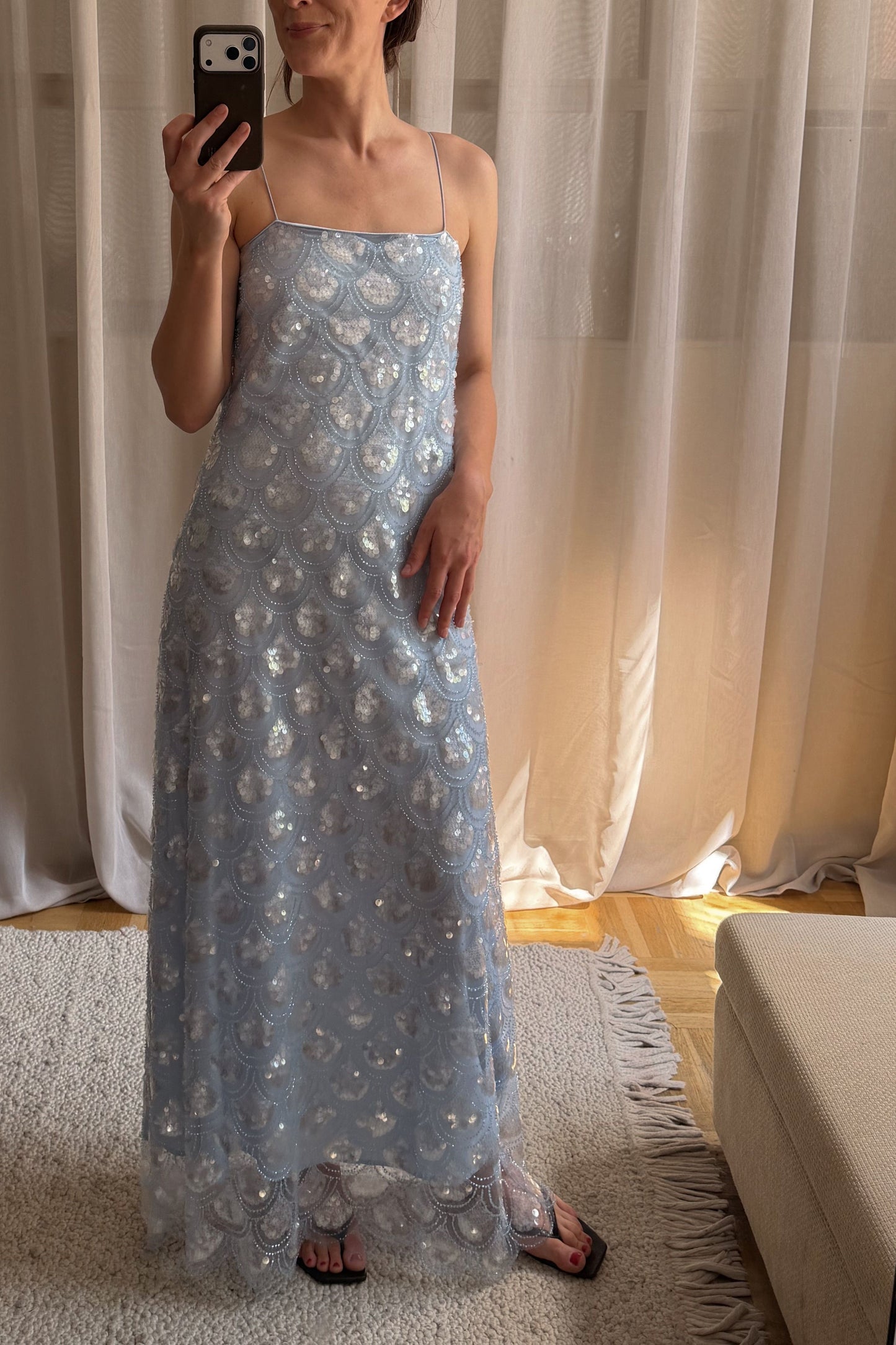 Rotate Scalloped Embellished Maxi Dress