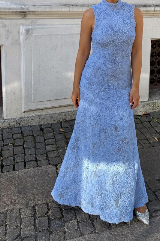 Rotate Flower Mesh Maxi Dress