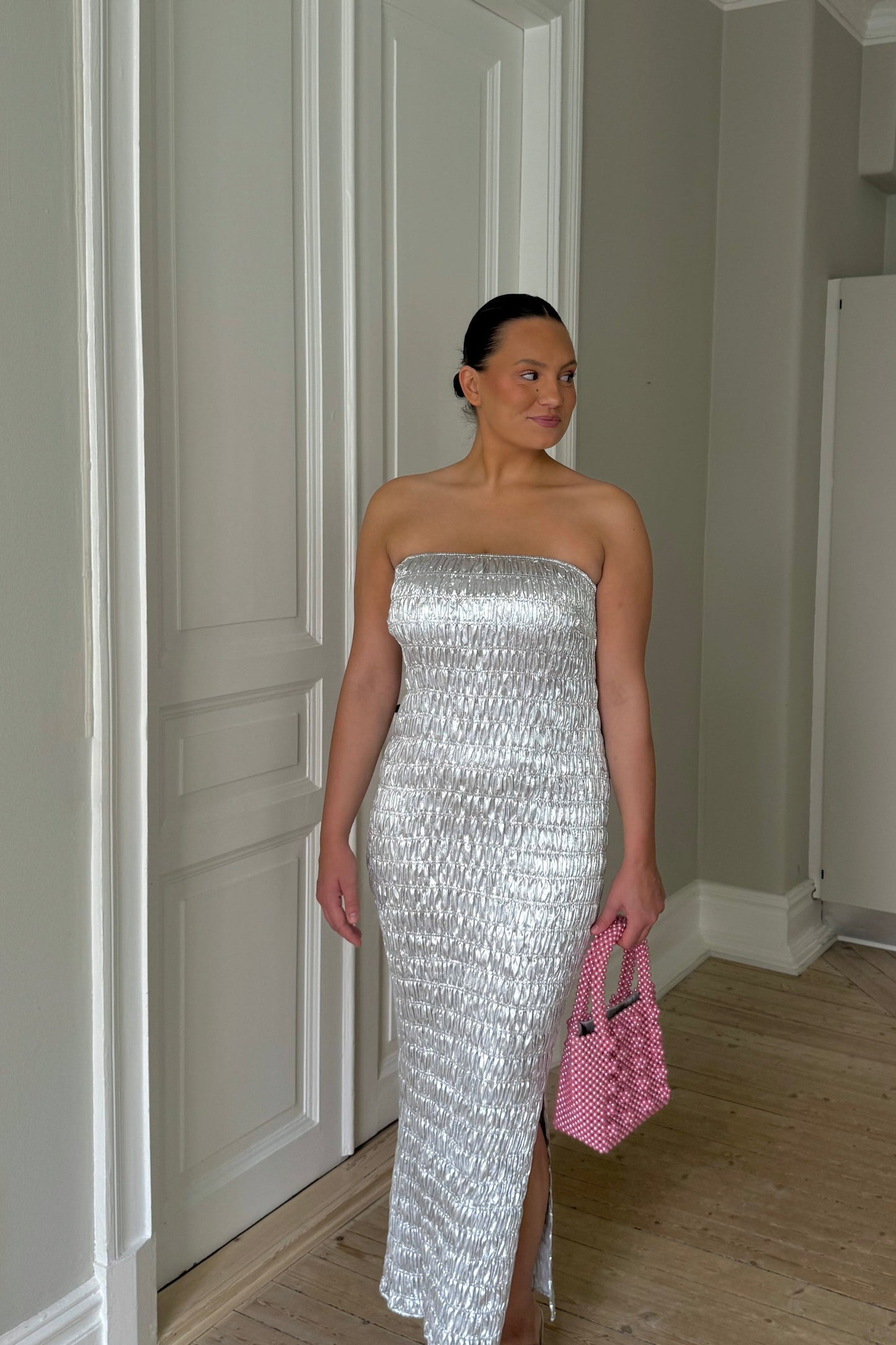 Rabens Saloner Metallic Dress