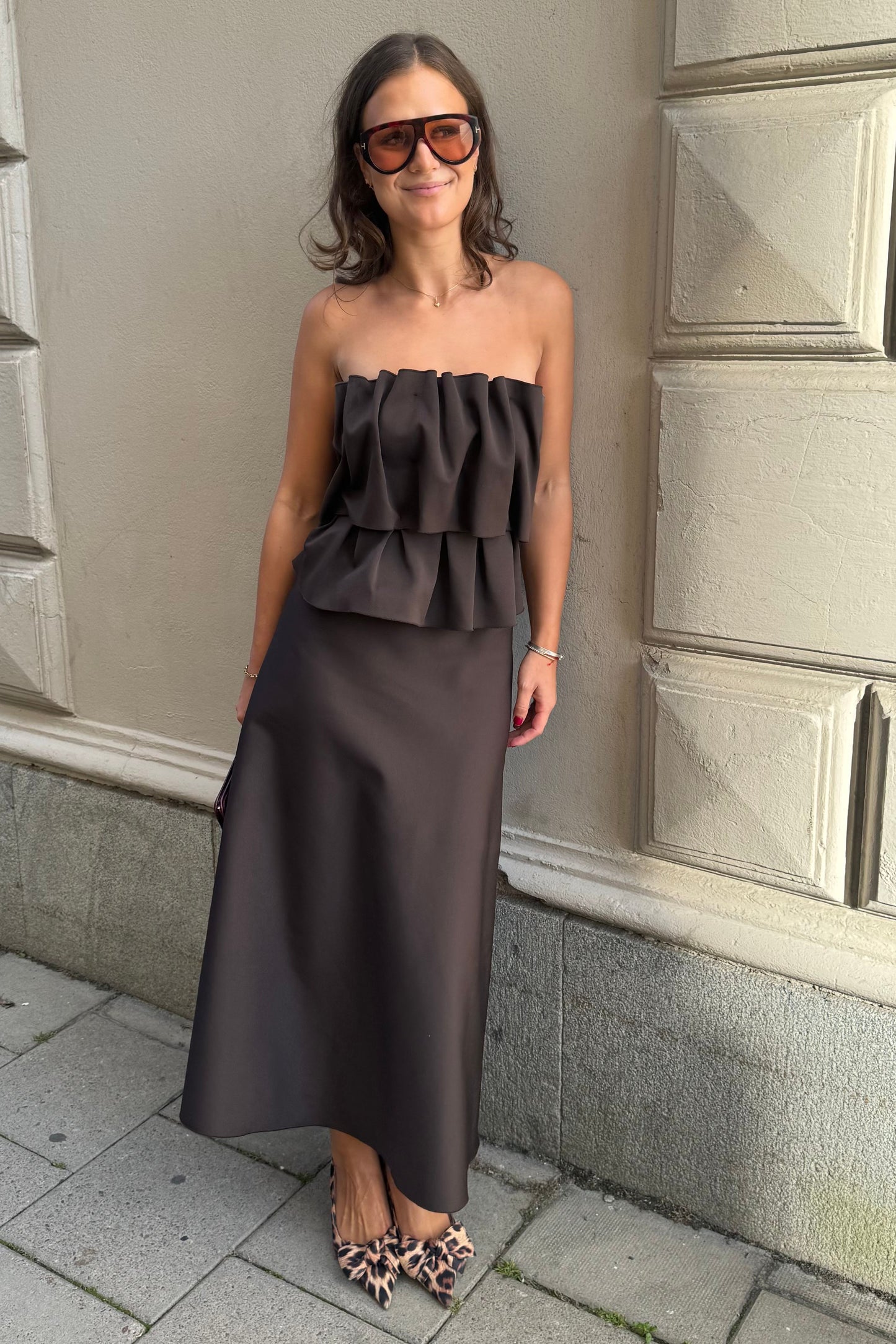 Dagmar Sculpted Brown Dress