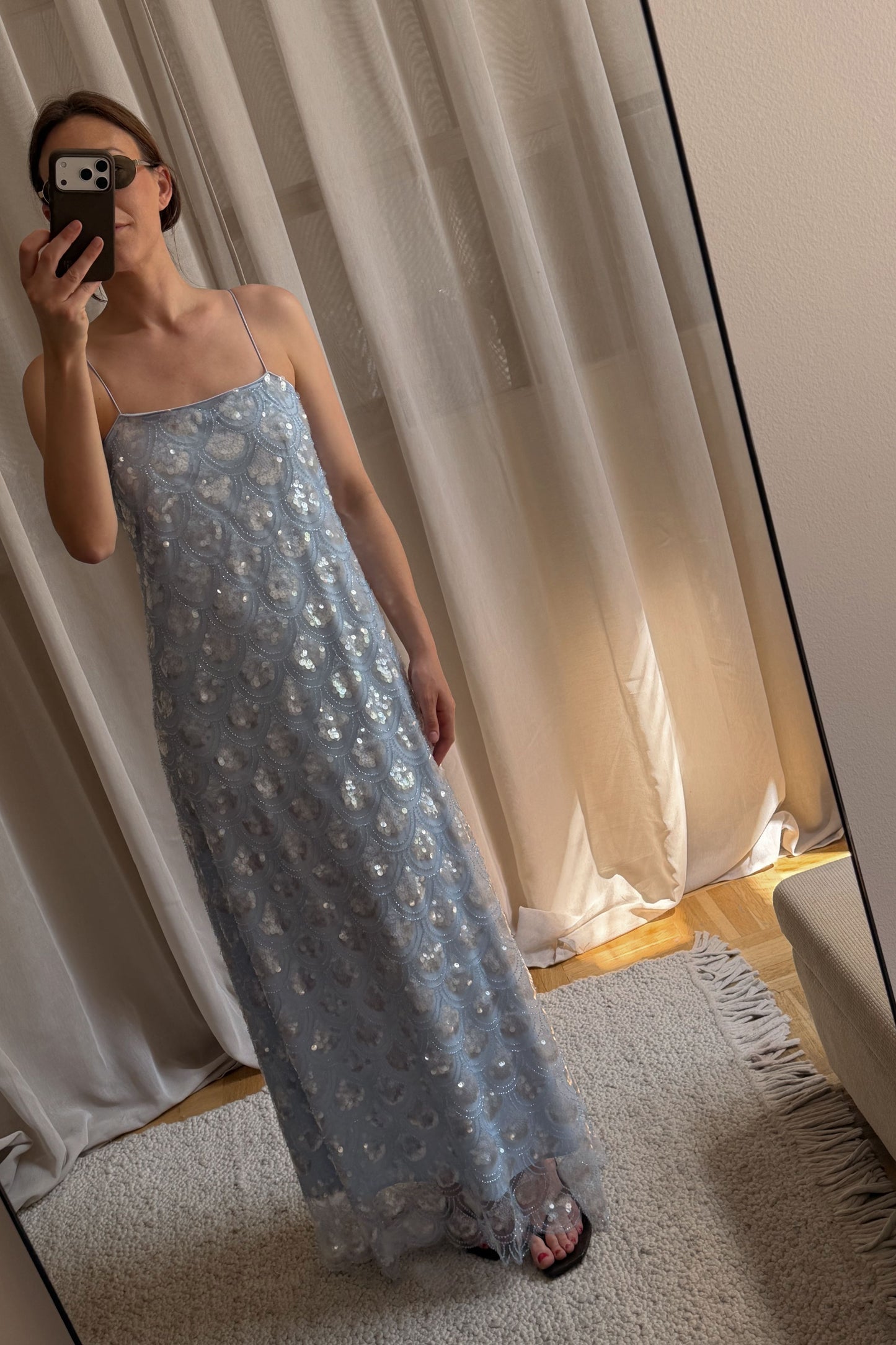 Rotate Scalloped Embellished Maxi Dress