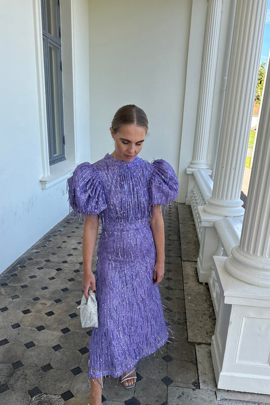 Rotate Purple Fringe Dress
